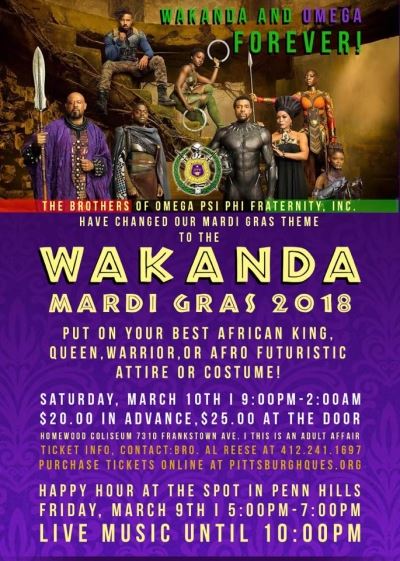 Omega Psi Phi - Wakanda - Pittsburgh - Mardis Gras